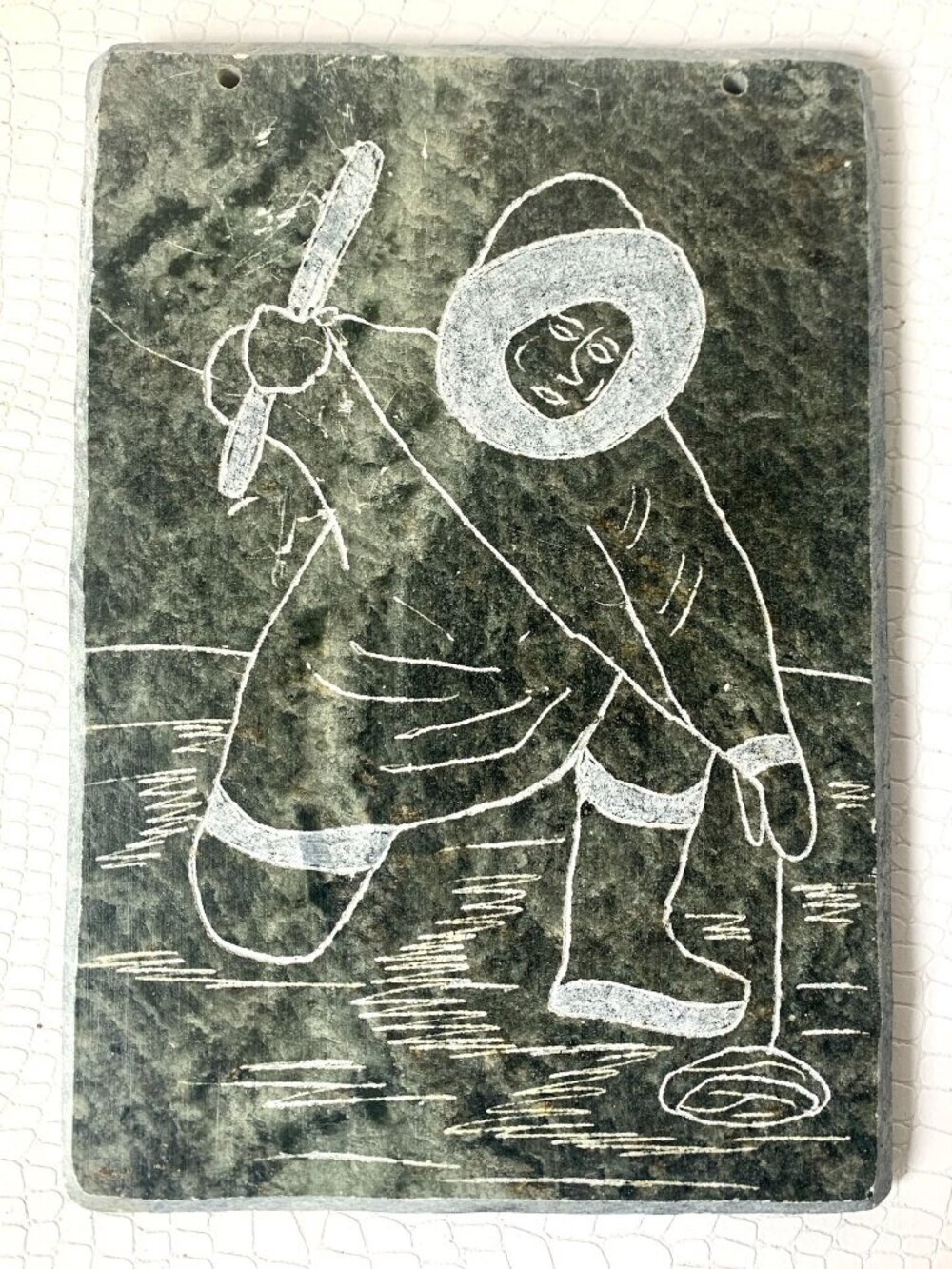 Inuit Art Soapstone Wall Vintage Plaque Signed DIMU